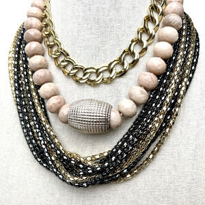 Necklaces Mixed 3 Lot Mesh Chain Faceted Stones Gold Tone Chain Classic Earthy